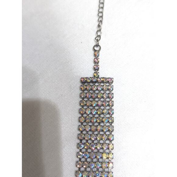 Vtge Aurora Crystal Choker 6 rows Flashed All Kinds Of Color.Kneck Size 15" - Picture 10 of 16